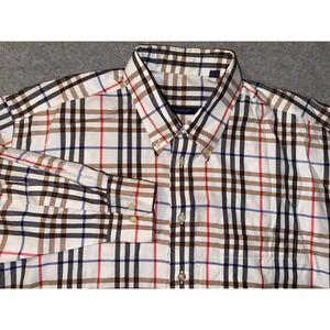 Burberry London Mens Large Nova Check Button Down Shirt Made in USA Vintage